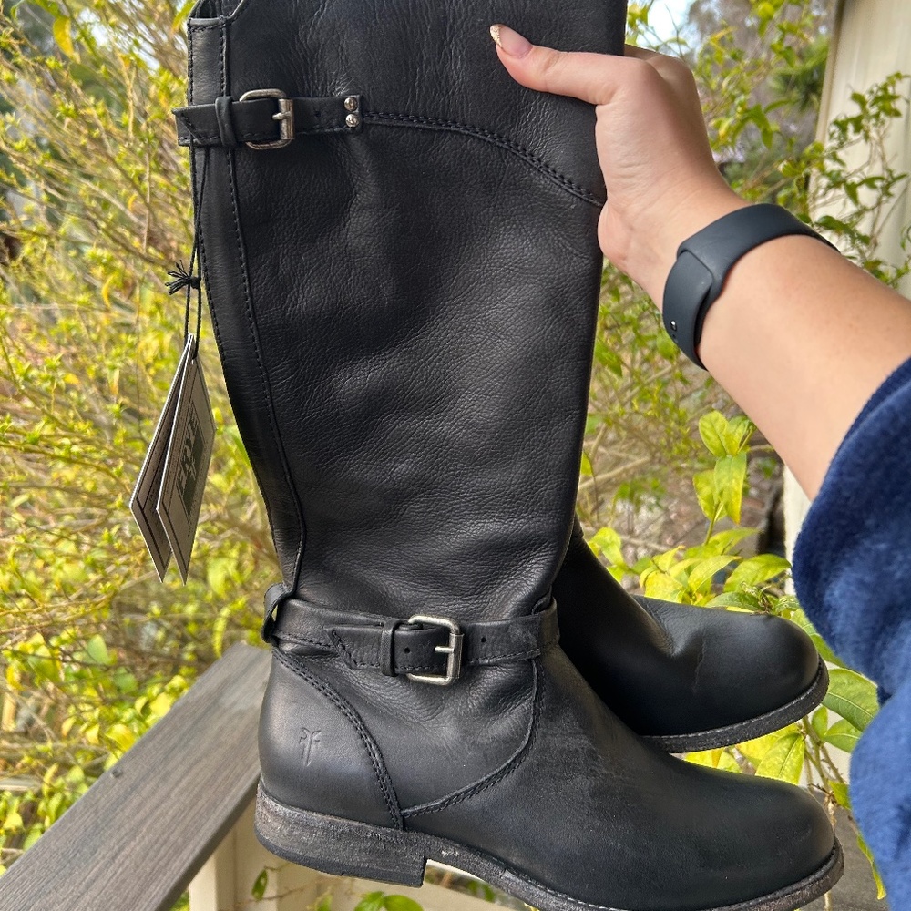 Frye Women's Black Leather Phillip Riding Boots